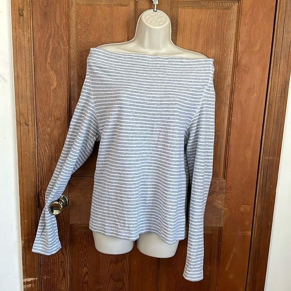 James Perse Standard Womens Grey White Striped Cowl Neck Size 2 (Medium) - Picture 2 of 11